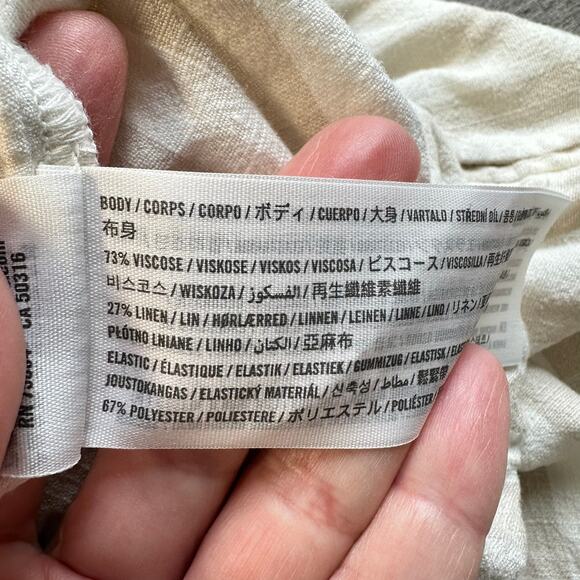 Abercrombie & Fitch Linen Jumpsuit Striped Smocked Body Short Sleeves SP - Picture 11 of 16